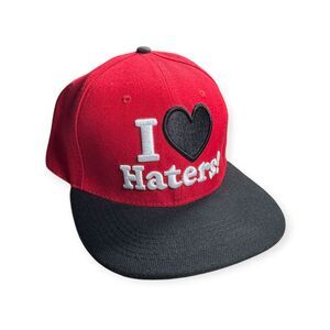 DGK I love Haters Snapback Red Hat Motivation Flat Bill Adjustable Y2K